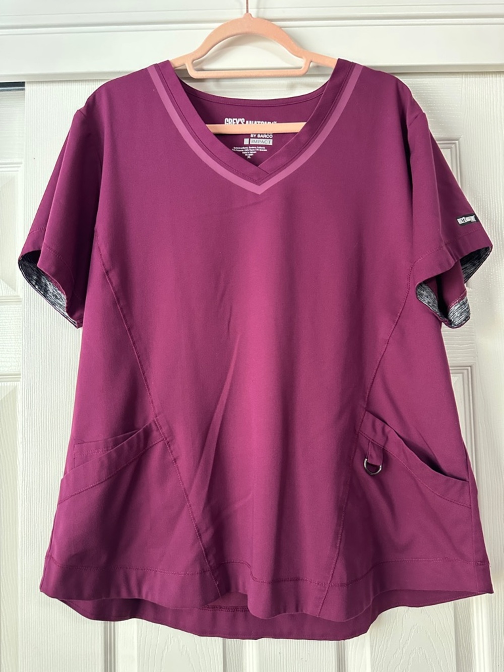 Cherokee Women's Short Sleeve V-Neck Scrub Top in Berry Plum